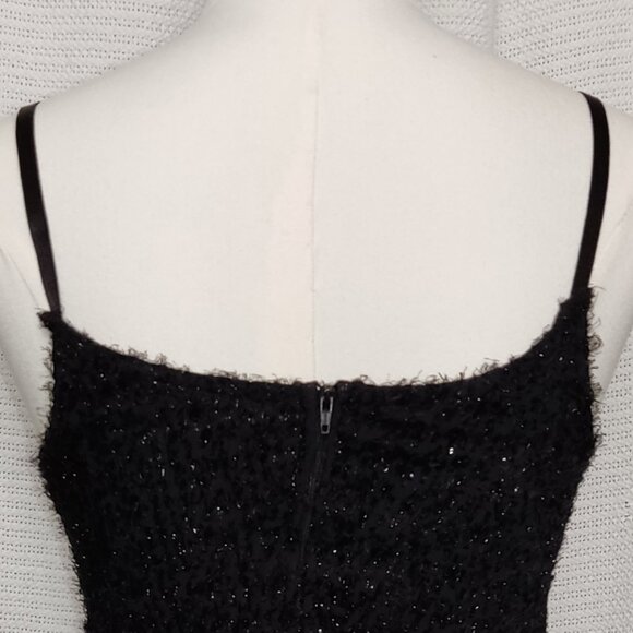 Serious | fuzzy sparkly black mini dress | adjustable strap - Picture 10 of 16
